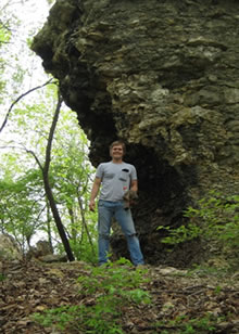 Inspired by the Gillham walk experience with Dona Boley, Dr. Andrew Park begins clearing a favorite outcrop in the northwest quadrant of Roanoke Park. - April 18, 2010.