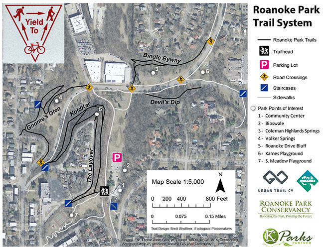 Roanoke Park Trails Map, 2018