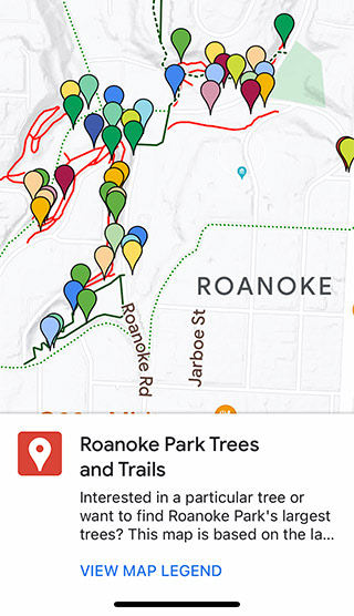 Click for the Roanoke Park Trees and Trails Google Map