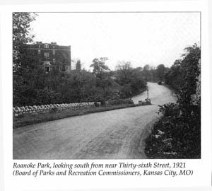 Roanoke Park, looking south from near Thirty-sisth Street, 1921 (Board of Parks and Recreation Commissioners, Kansas City, MO)